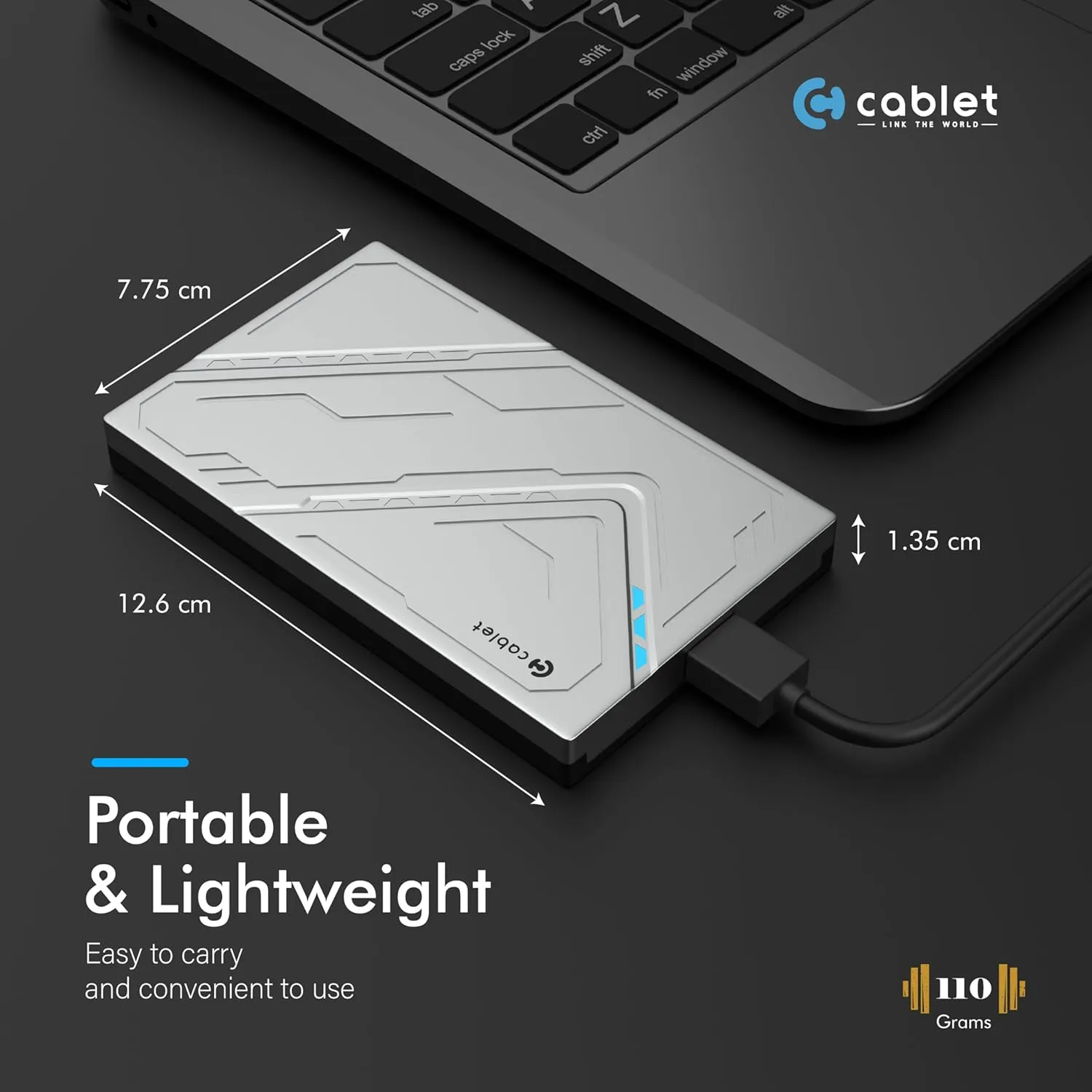 Cablet SSD Casing 2.5 Inch SATA USB 3.0 (HD2566U3) view 4